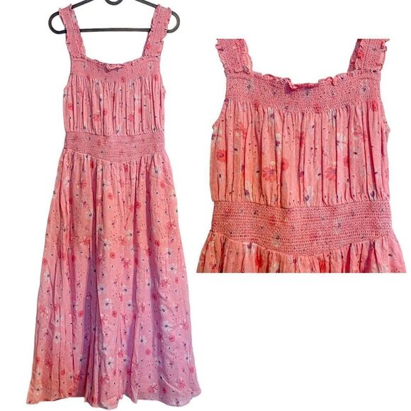 Love Shack Fancy Pasha Midi Dress Coral Blaze - Picture 4 of 6